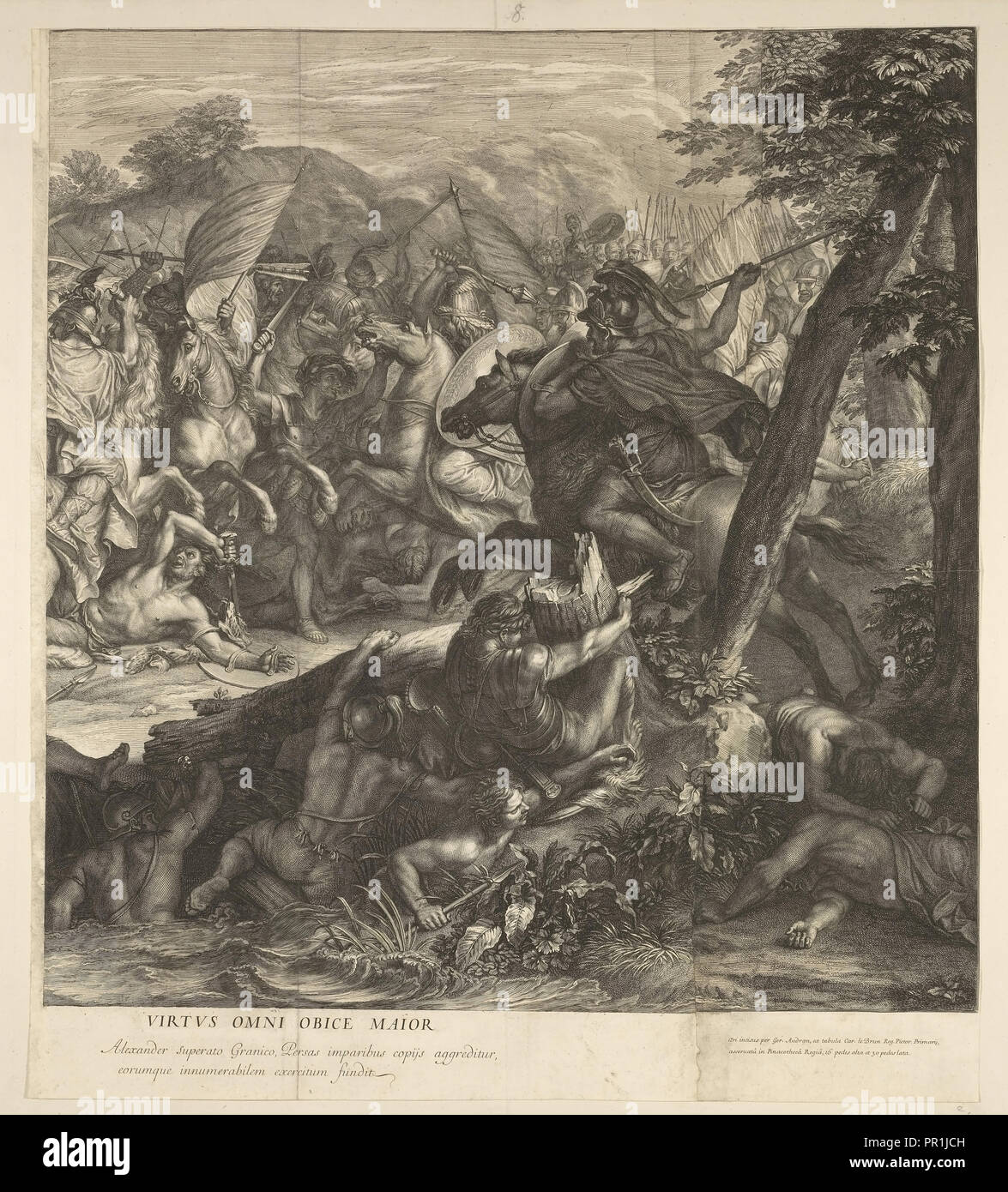 Überquerung des Granicus: Detail, Schlachten von Alexander, Audran, Gérard, 1640-1703, Le Brun, Karl, 1619-1690, Ätzen Stockfoto