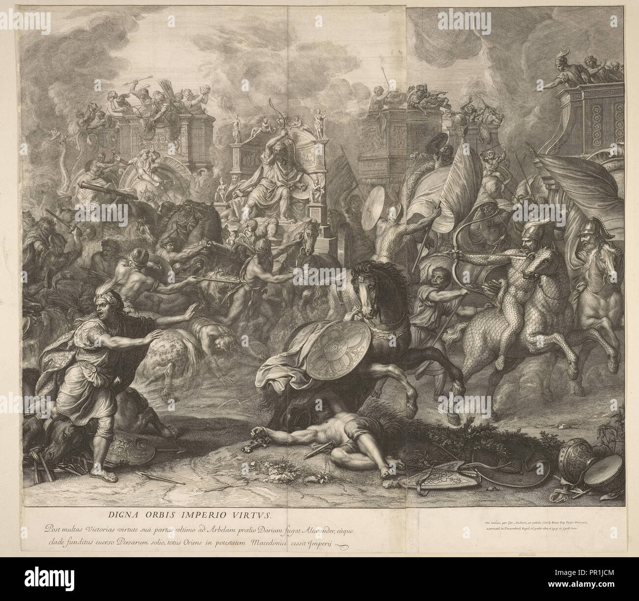 Schlacht von Arbela: Detail, Schlachten von Alexander, Audran, Gérard, 1640-1703, Le Brun, Karl, 1619-1690, Ätzung, Gravur Stockfoto