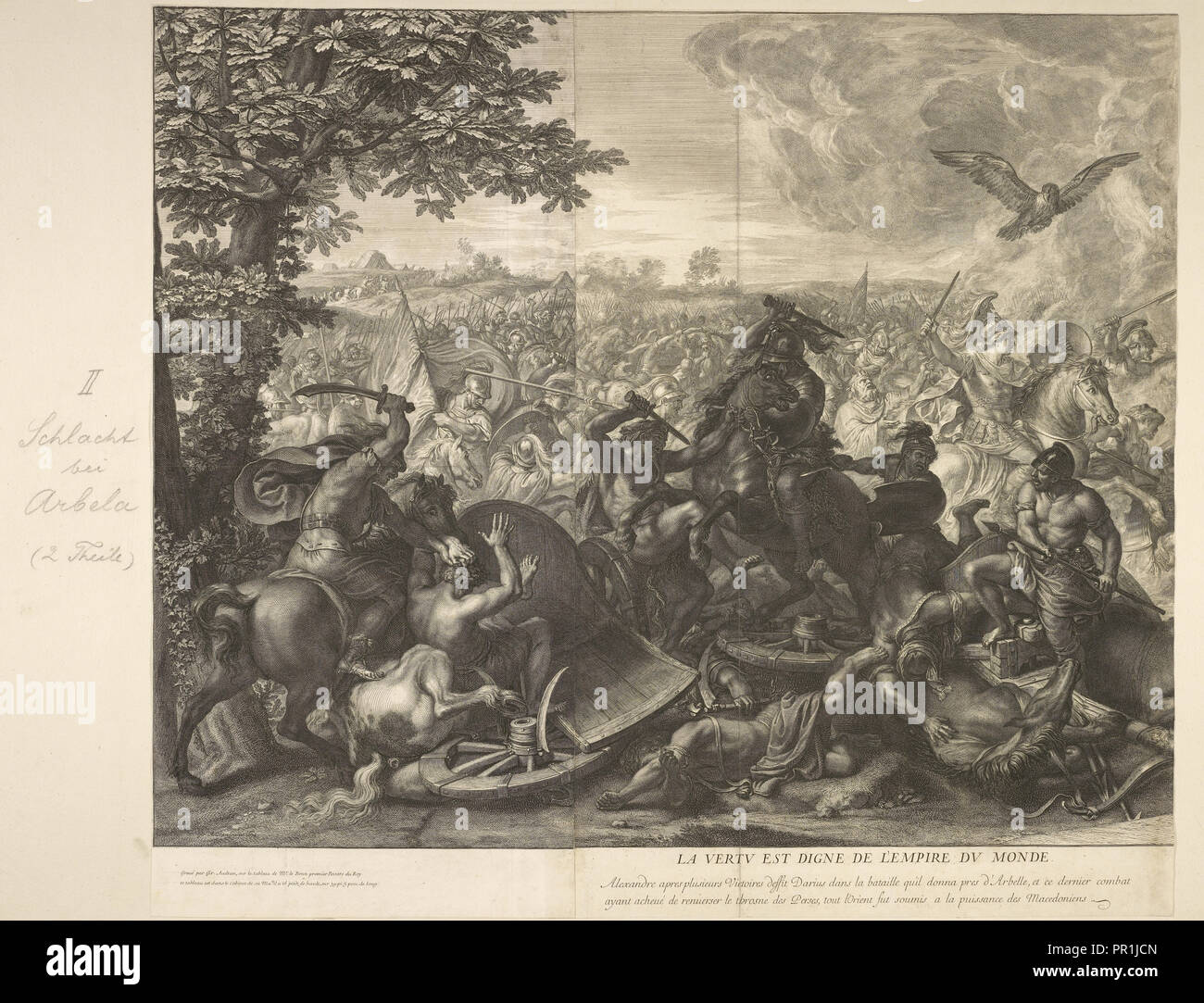 Schlacht von Arbela: Detail, Schlachten von Alexander, Audran, Gérard, 1640-1703, Le Brun, Karl, 1619-1690, Ätzung, Gravur Stockfoto