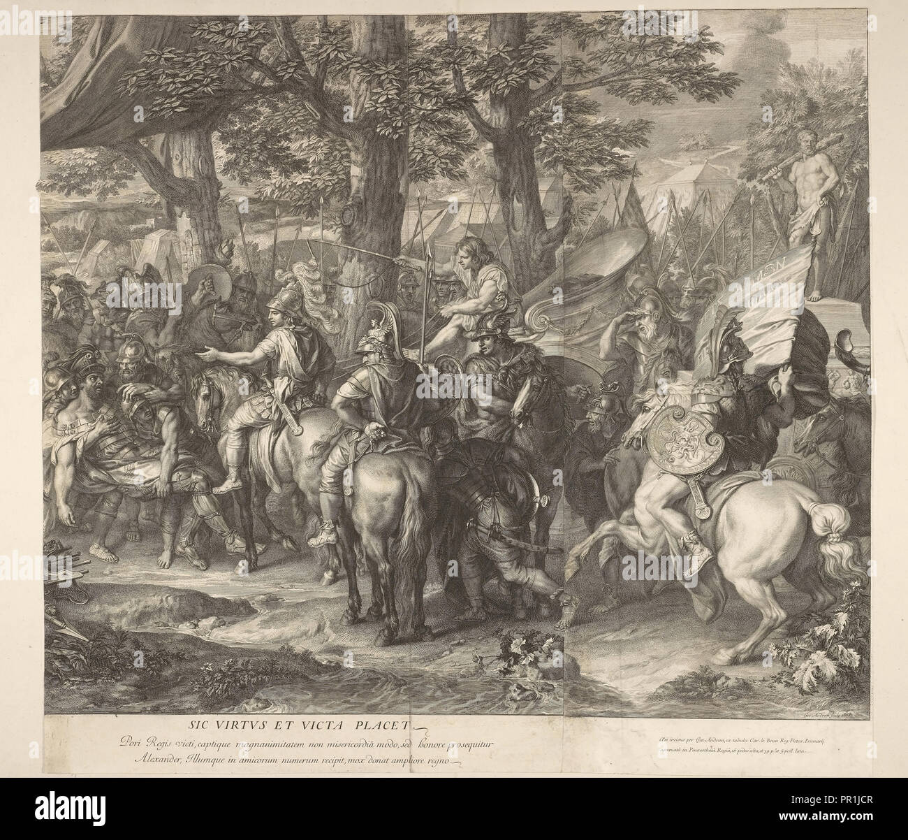 Alexander und Poros: Detail, Schlachten von Alexander, Audran, Gérard, 1640-1703, Le Brun, Karl, 1619-1690, Ätzung, Gravur Stockfoto