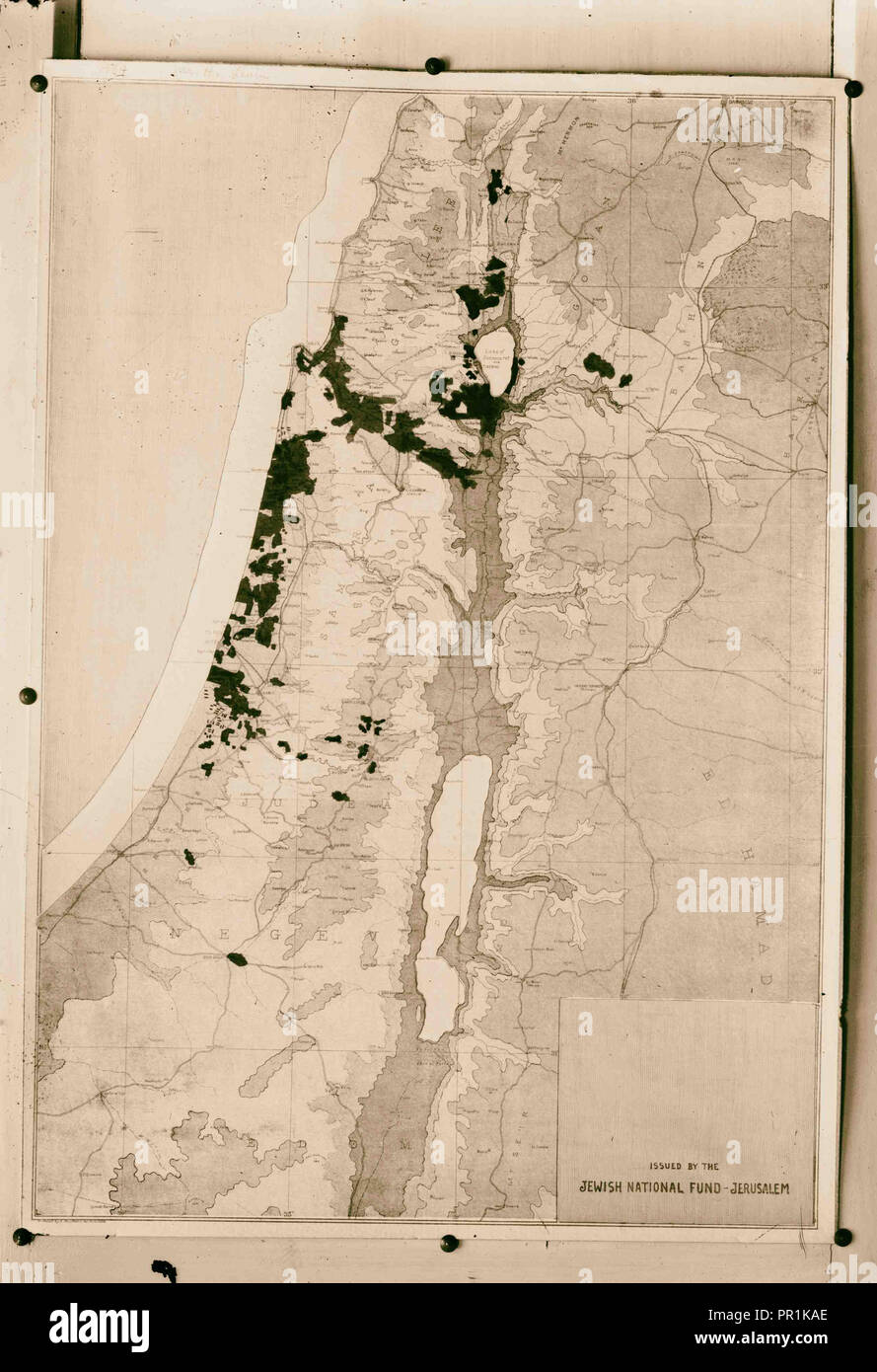 Karte. Umfang der Jüdischen Grundbesitz, von jüdischen Nationalen Stiftung, Jerusalem ausgestellt; eine andere Ansicht der Karte von jüdischen Grundbesitz Stockfoto