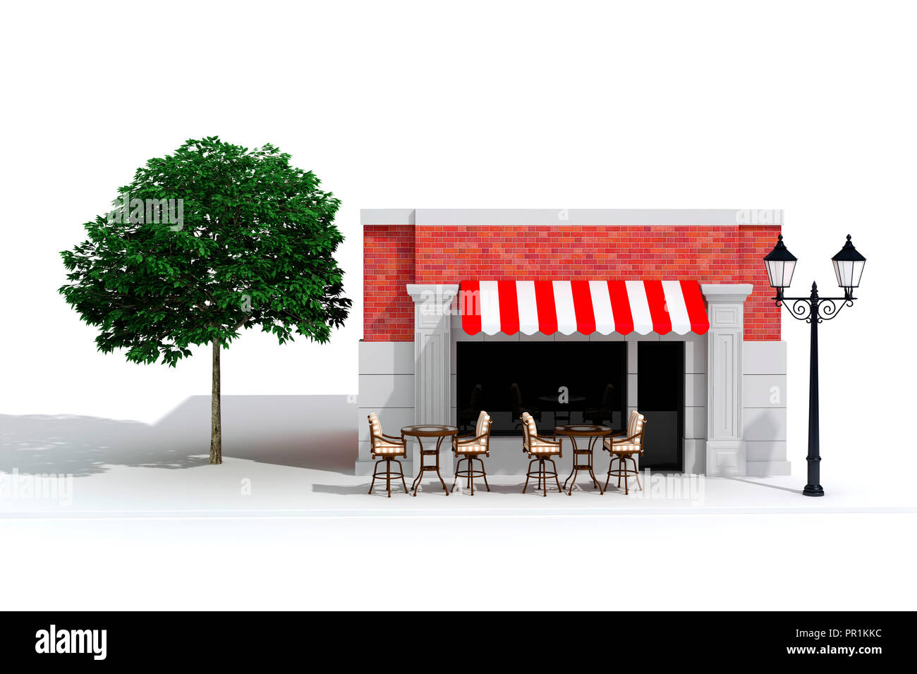 3d-store shop Front mit großen Fenstern auf Weiß Stockfoto