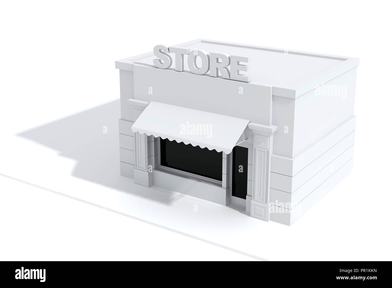 3d-store shop Front mit großen Fenstern auf Weiß Stockfoto