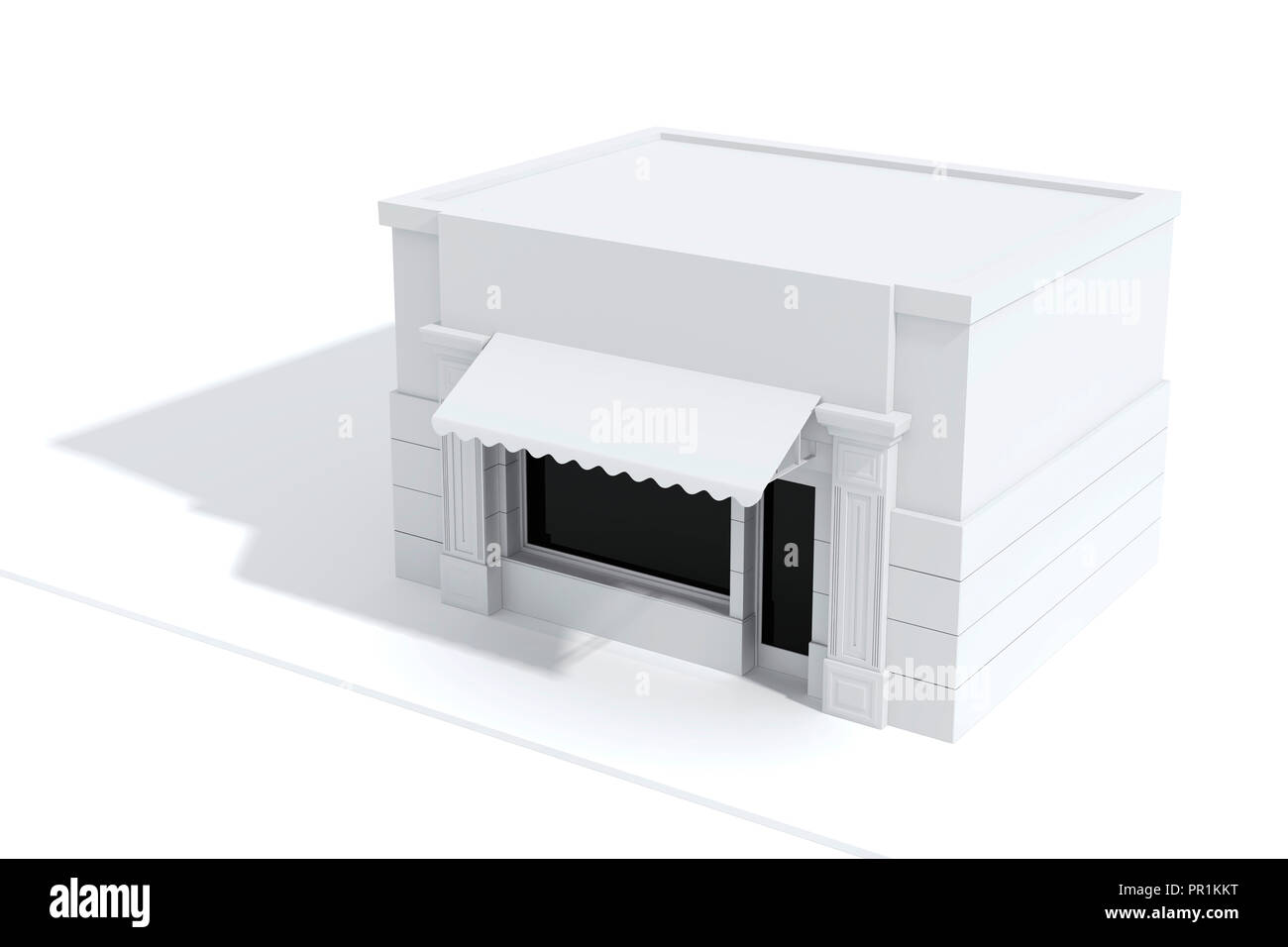 3d-store shop Front mit großen Fenstern auf Weiß Stockfoto