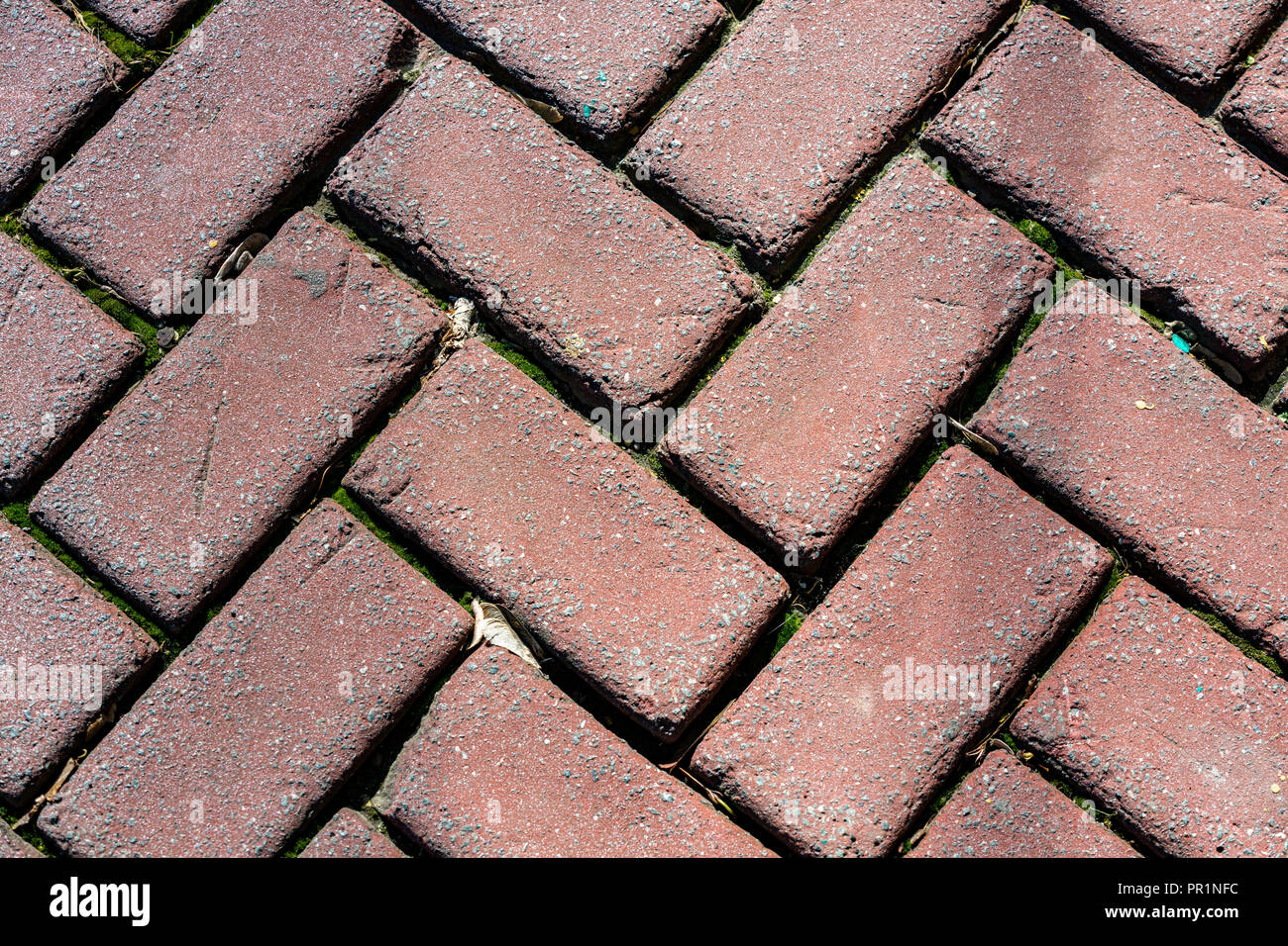 Outdoor-Pflasterklinker im Fischgrätmuster verlegt Stockfoto