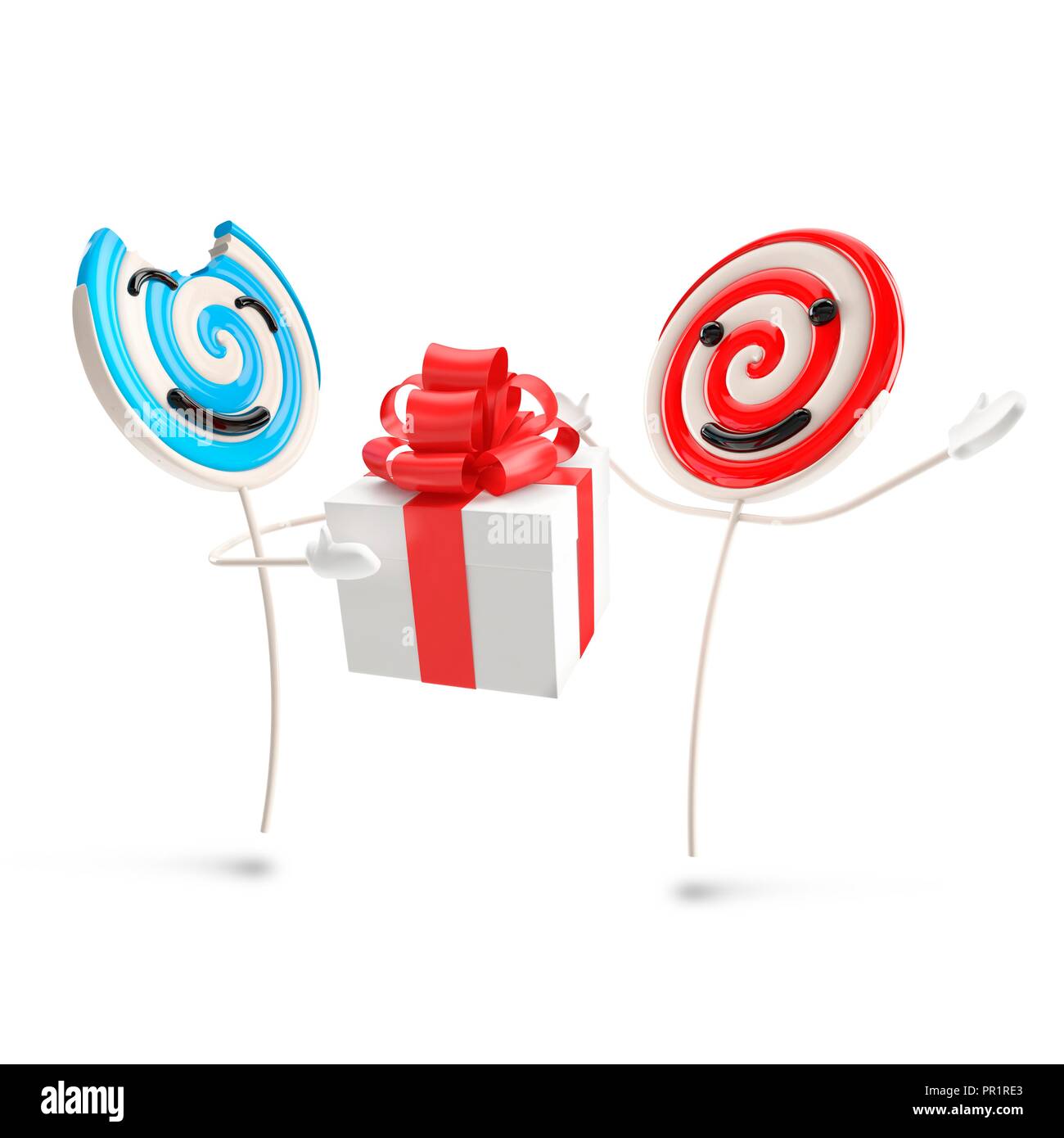 Lollipop person, Geschenk, Illustration. Stockfoto