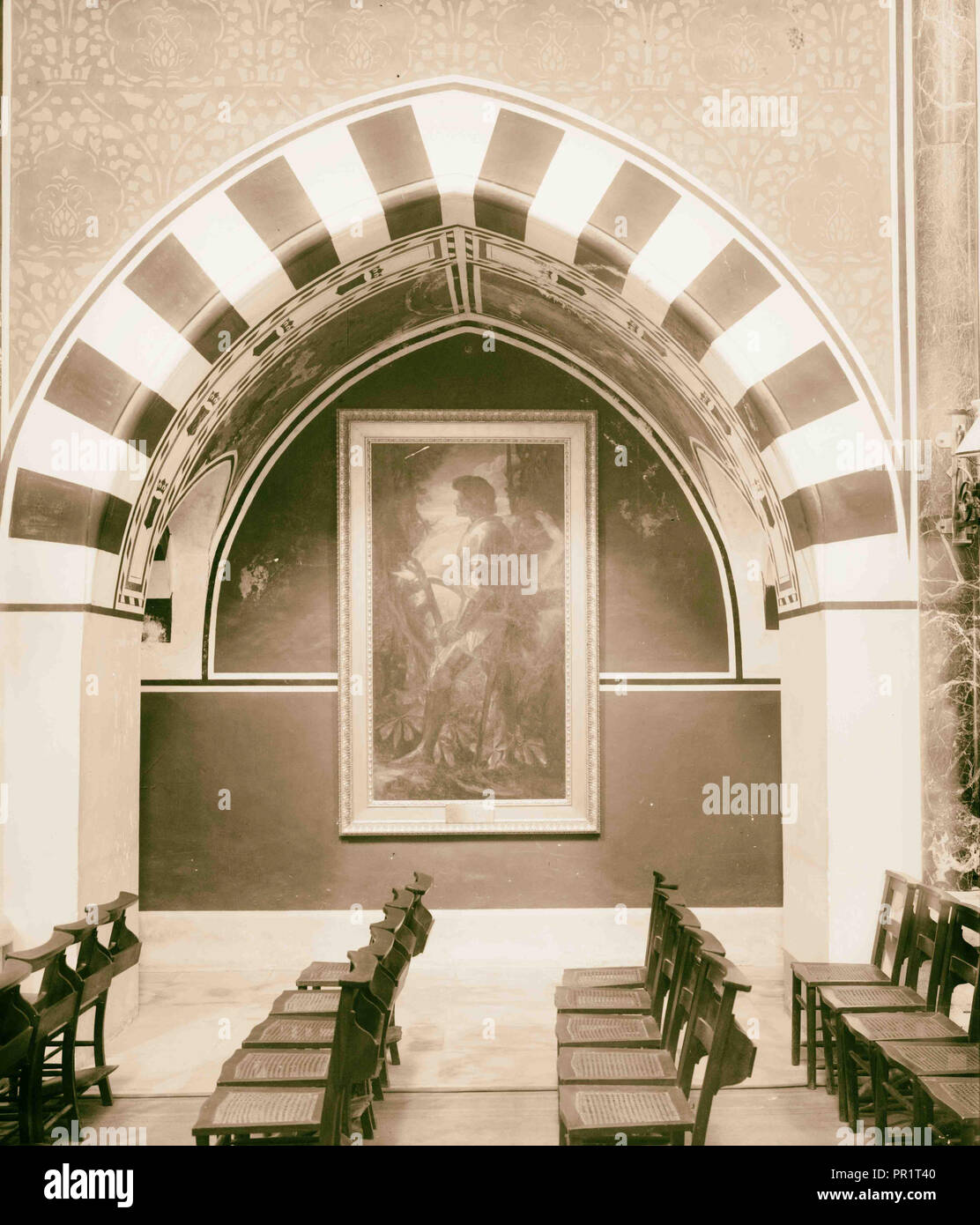 St. George's Kirche, Blick auf Gemälde von St. George 1898, Jerusalem, Israel Stockfoto