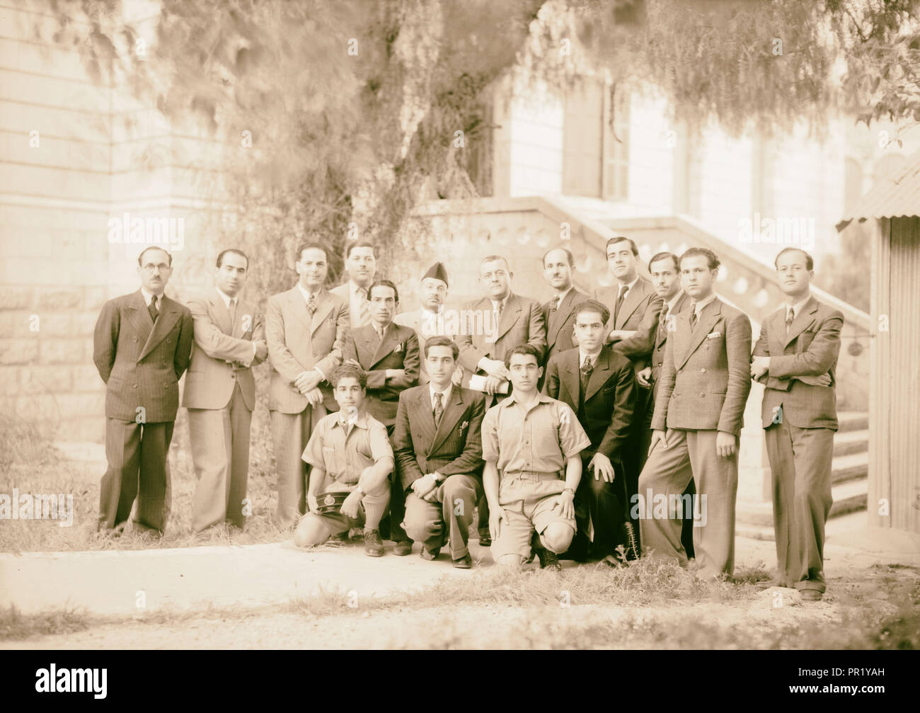 Arabische Gruppe bei P.B.S. [D. h., Palästina Broadcasting Service], Jerusalem Stockfoto