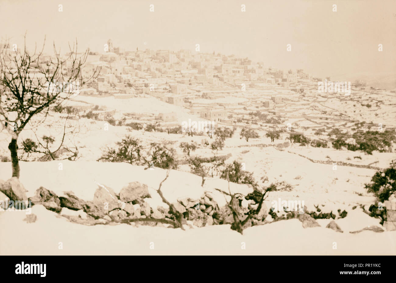 Bethlehem und Umgebung. Bethlehem im Schnee. 1900, West Bank, Bethlehem, Israel Stockfoto