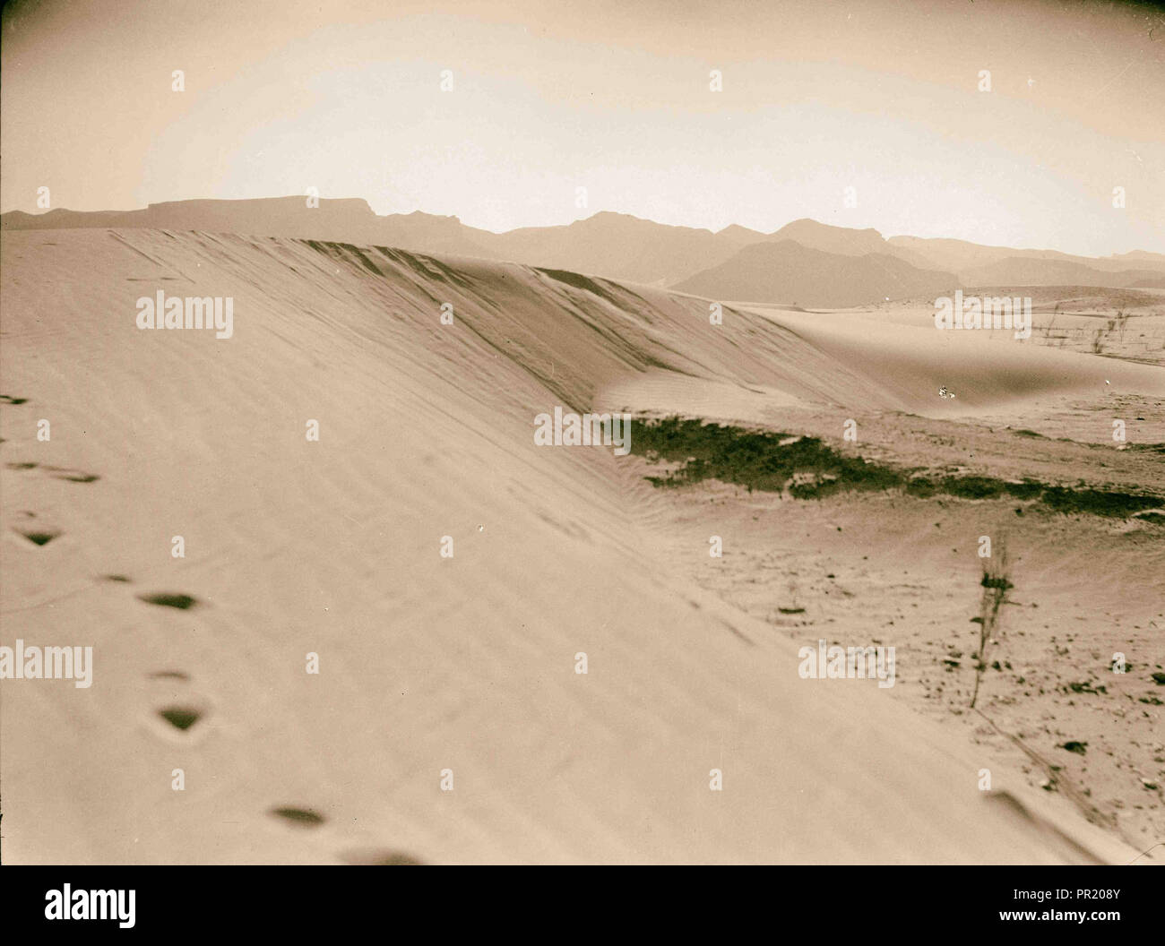 Landwirtschaft in Ägypten. Straße blockierte mit Sanddünen überzeugende Autos einen verschlungenen Kurs um die Dünen zu finden Stockfoto