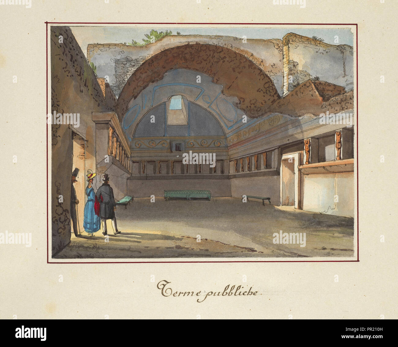 Terme pubbliche, Pompei, Unbekannte, Aquarell, Ca. 1840?, Tepidarium des Forums Bäder, VII 5, 2 Stockfoto