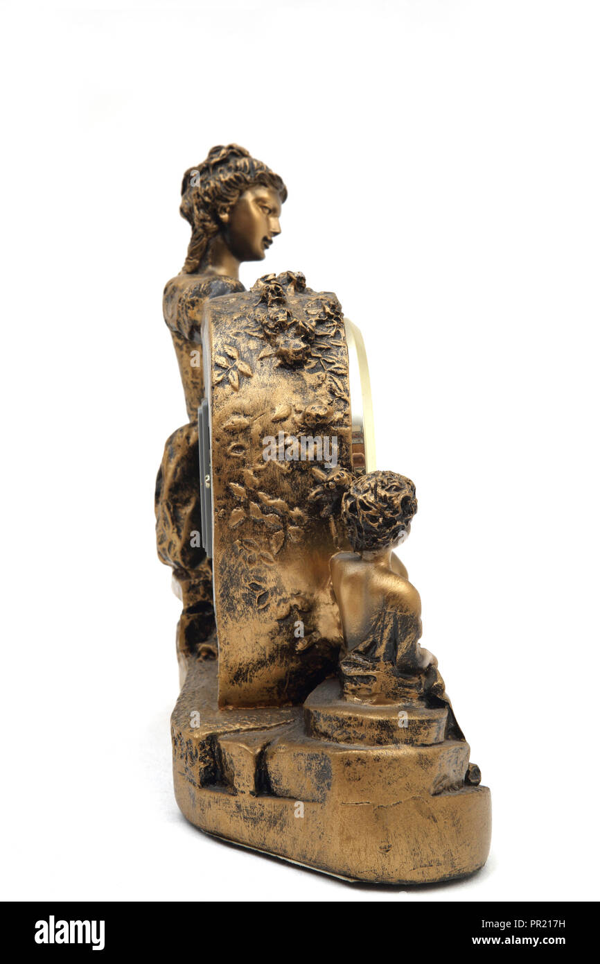 W.M Widdop Jugendstil Gold Tischuhr Seitenansicht Stockfoto