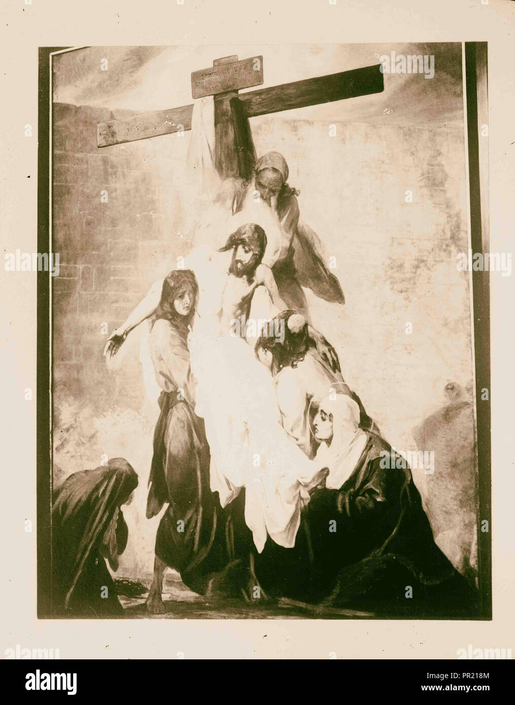 Der religiöse Gemälde von Christi Leiden, durch Kosheleff, in Russischen Hospiz, den Leib Christi vom Kreuz genommen. 1900 Stockfoto