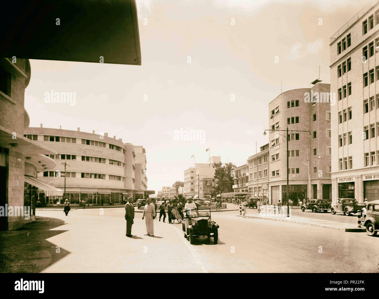 Ergebnis von Terroranschlägen & Gov't Maßnahmen. Haifa. Kings Way in Haifa. 1938, Israel, Haifa Stockfoto