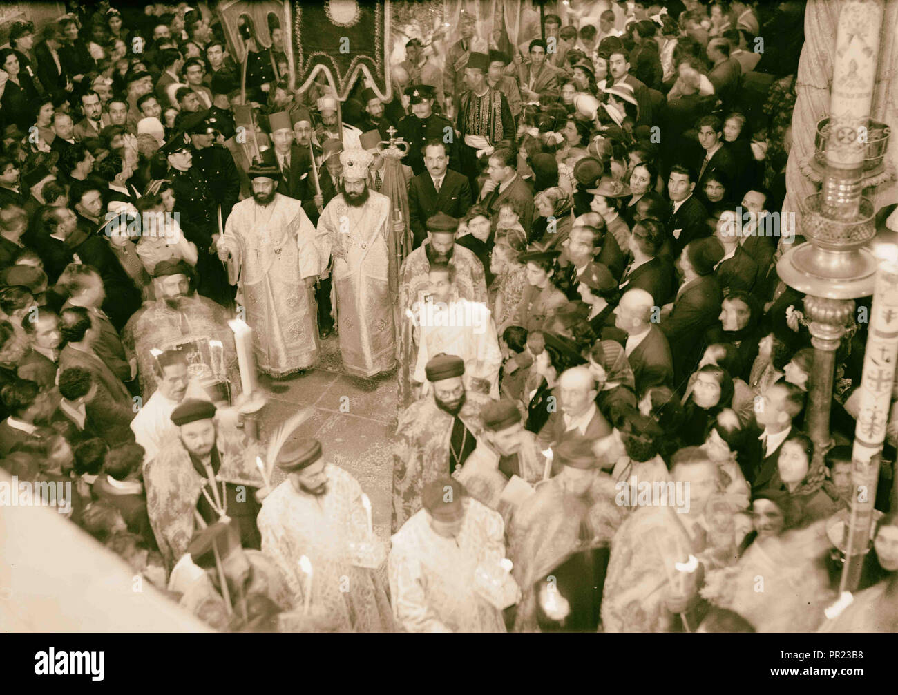 Kalender der religiösen Zeremonien in Jerusalem Ostern 1941. Ostersonntag Latin Services. 1941, Jerusalem, Israel Stockfoto