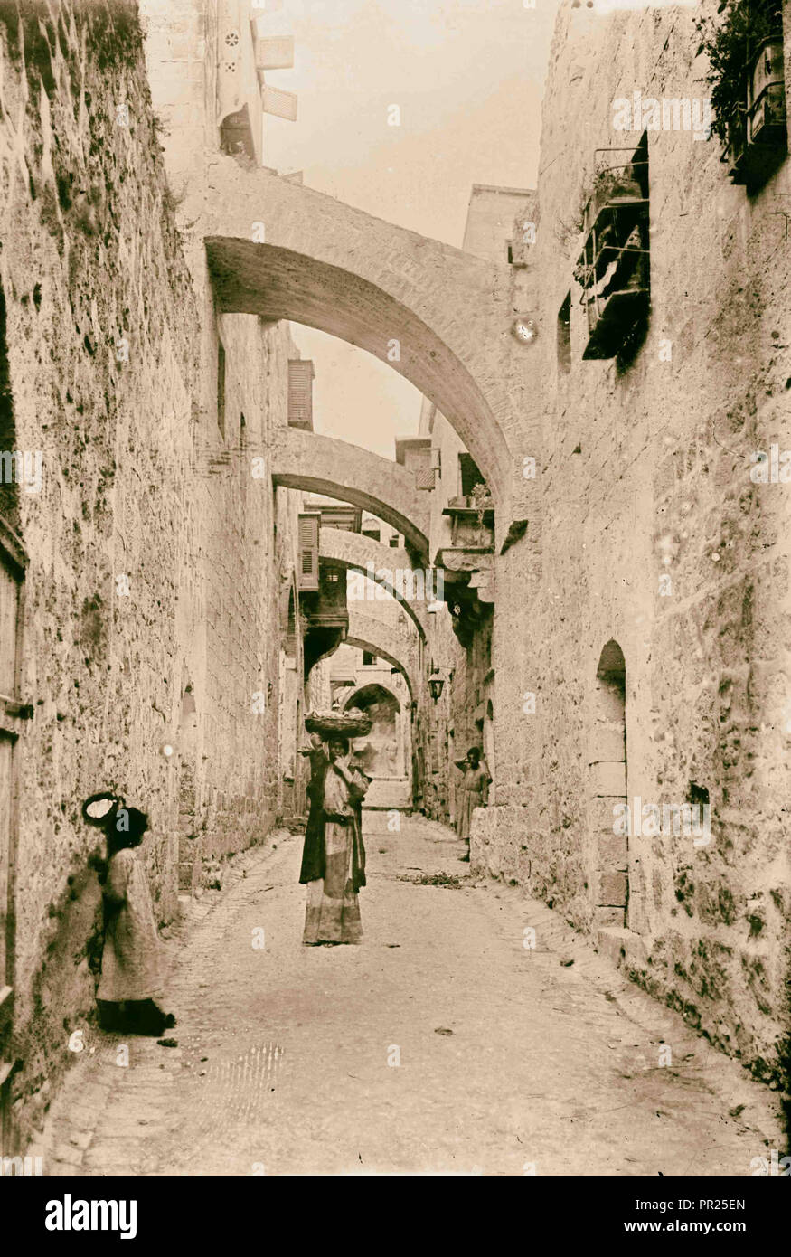 Via Dolorosa, Beginn in der St. Stephen's Gate. 6. Station des Kreuzes, Haus der St. Veronica. 1900, Jerusalem, Israel Stockfoto