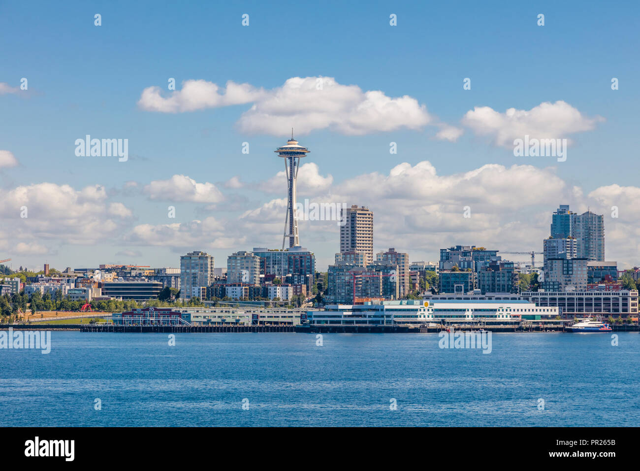 Skyline mit Space Needle in Seattle, Washington in den Vereinigten Staaten Stockfoto
