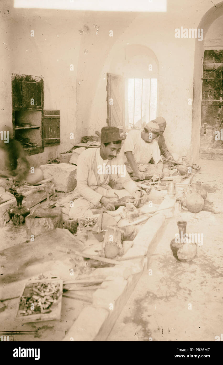 Arbeitnehmer in Perlmutt. 1900, im Nahen Osten, Israel und/oder Palästina Stockfoto
