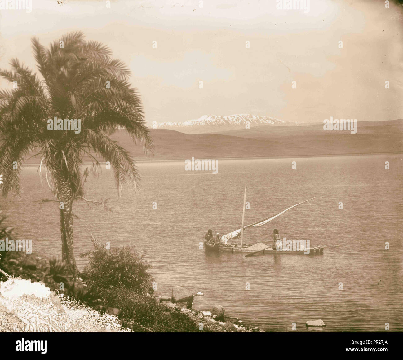 Boot auf See von Galiläa (See von Tiberias). 1898, Israel Stockfoto