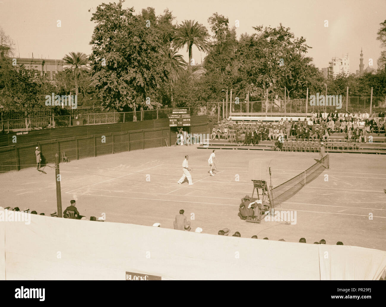 Ägypten. Kairo. Gezira Gardens & Sport. Tennisplätze. 1934, Ägypten, Kairo Stockfoto