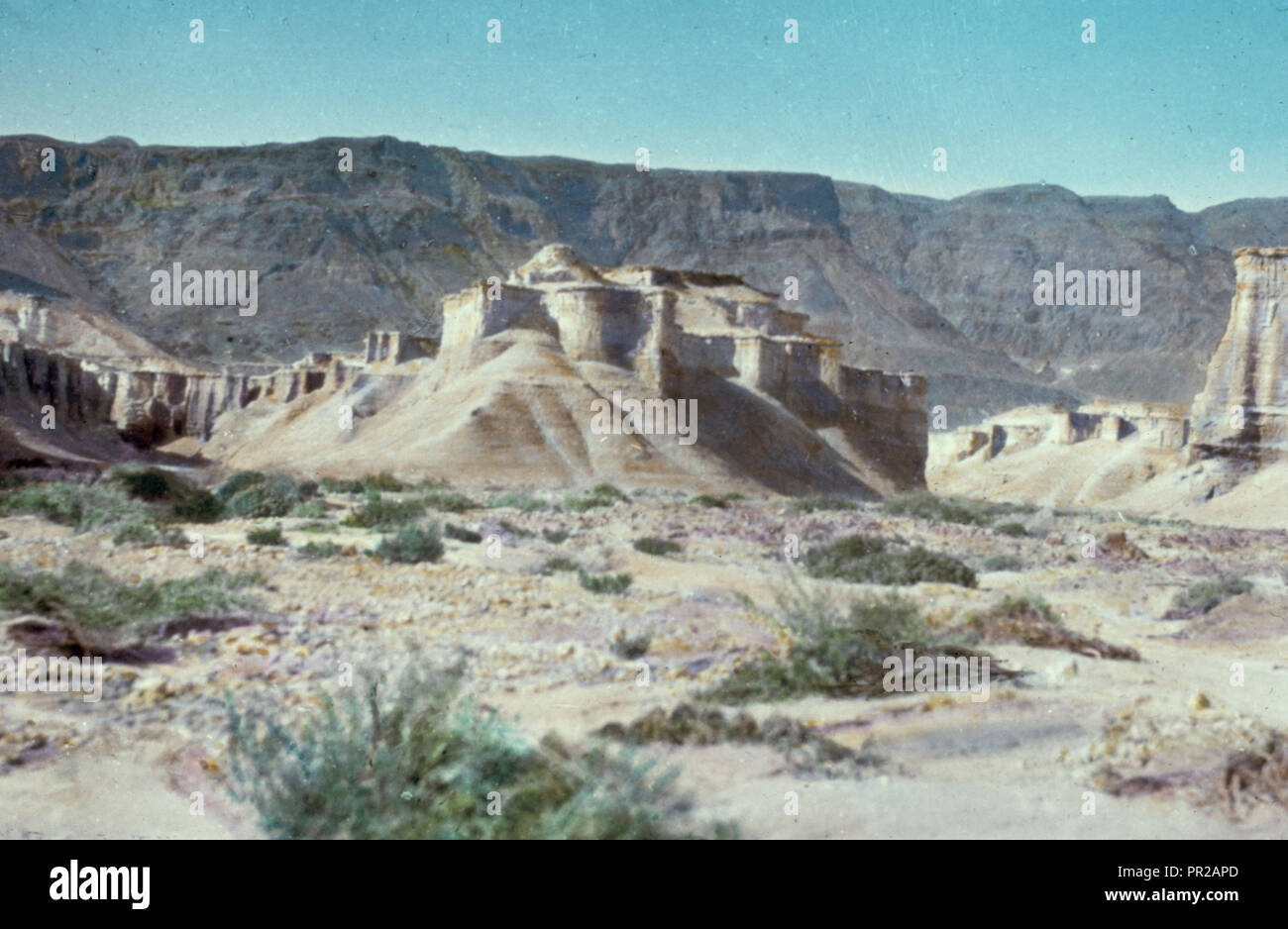 Jericho und Tote Meer und Fluss Jordan. Erosionen am Toten Meer. 1950 Stockfoto