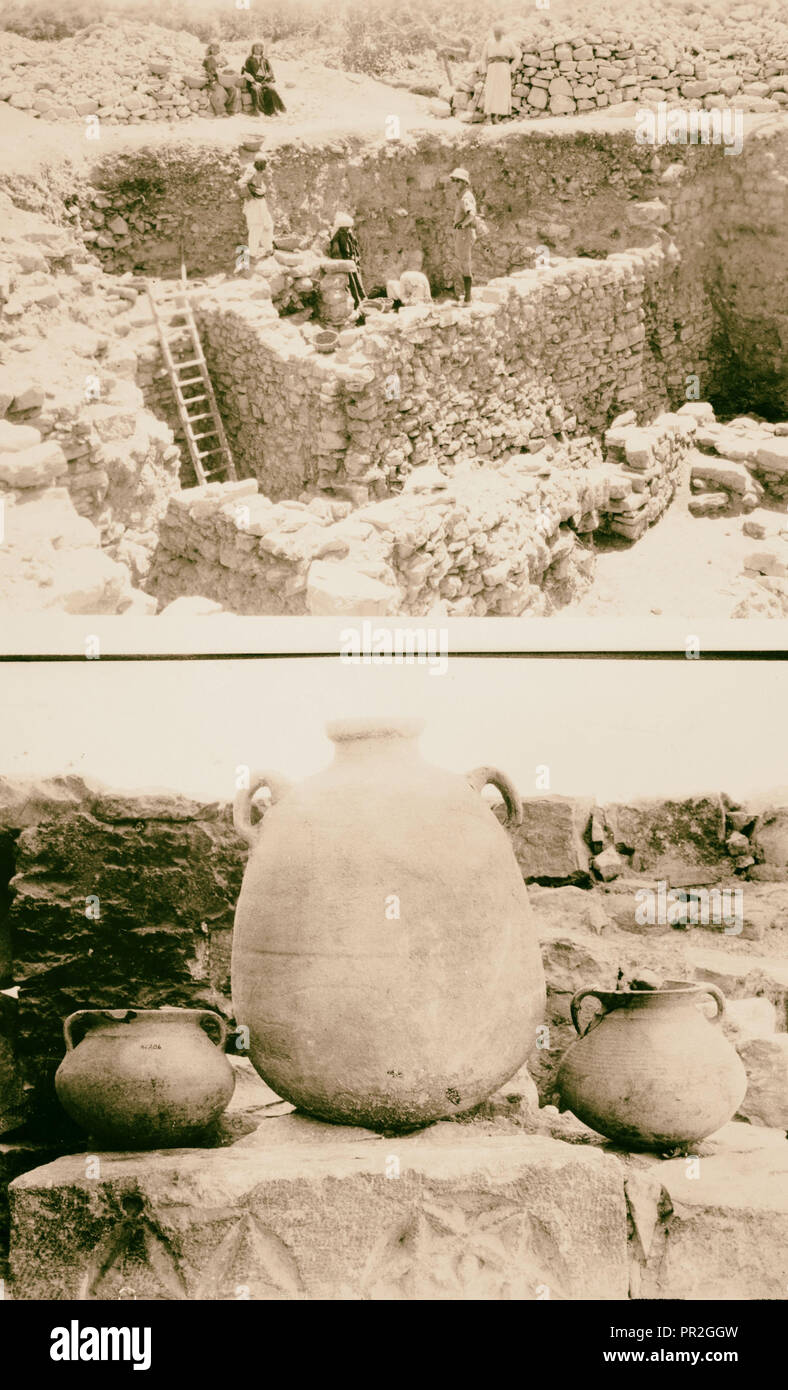 Bethel Ausgrabungen im Jahre 1954 durch Dr. James L. Kelso. Niedrigste Haus Wände sind aus der Zeit der Richter. 1954, West Bank, Bethel Stockfoto