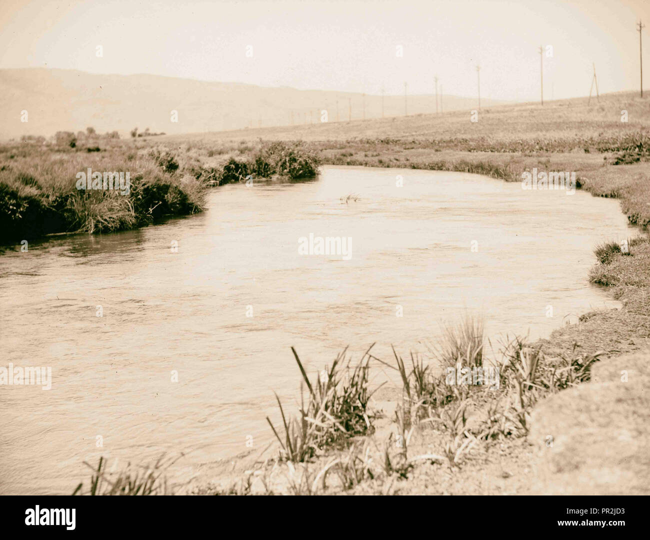 Anti Libanon. Rayak nach Damaskus. Quelle der Barada. (Fluss Abana.). 1920, Syrien, Damaskus Stockfoto