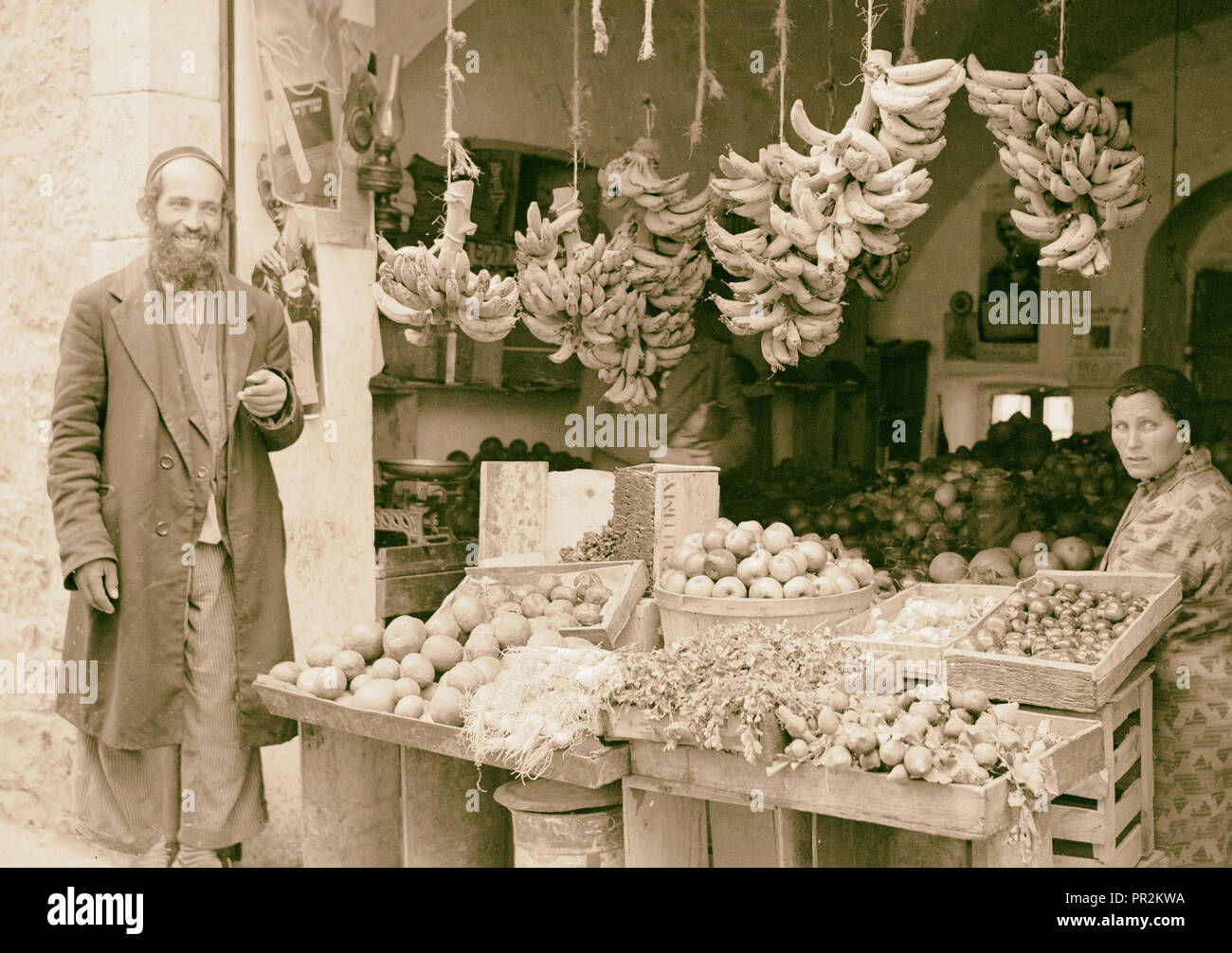 Obst & Gemüse in Mea Shearim, JEMENITISCHEN. 1934, Jerusalem Stockfoto