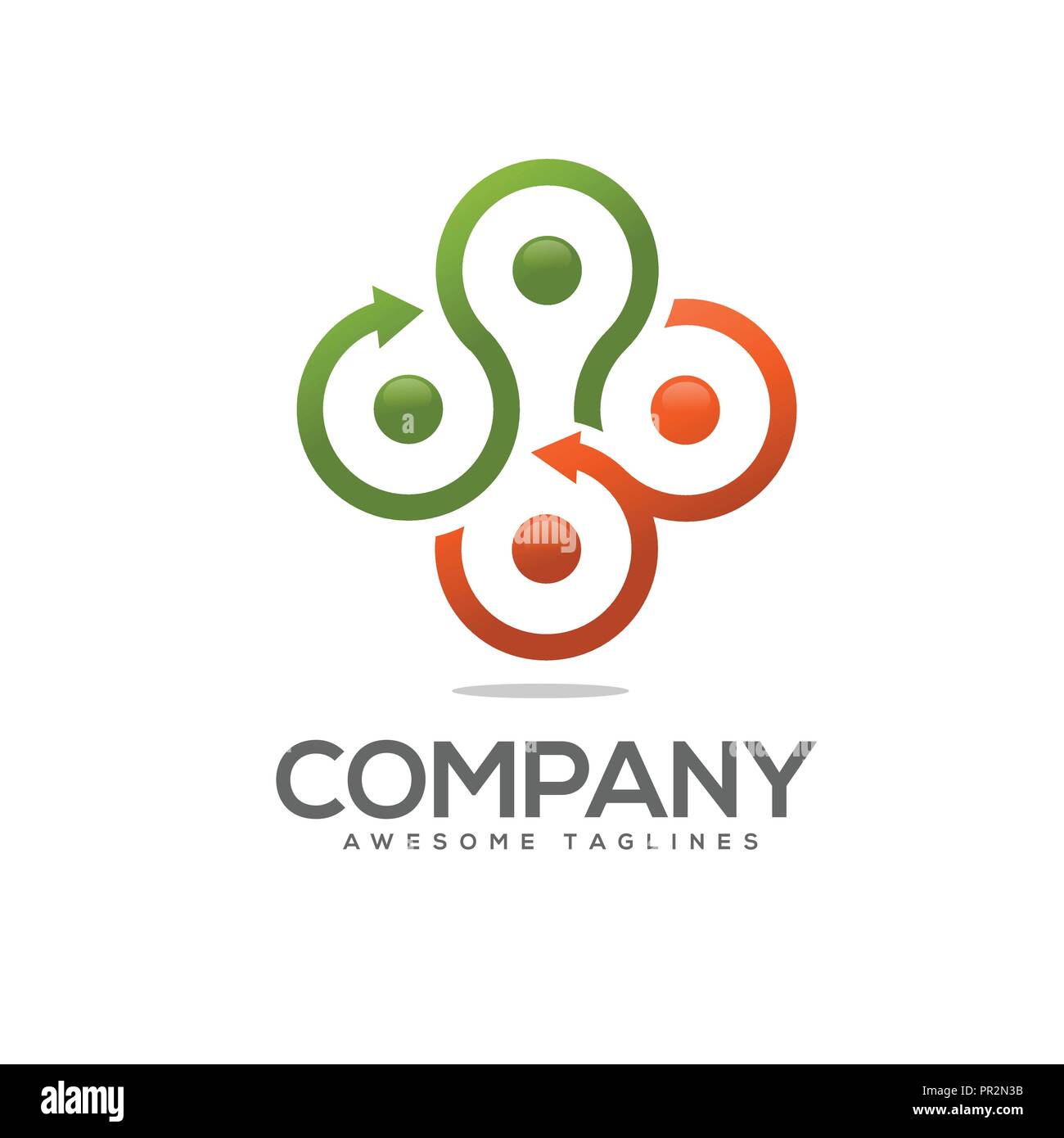 Verbinden Sie im Kreis, Kreis anschließen Logo, Kommunikation, Interaktion, Konzept integrieren. Farbe Vektor icon. Network Business Firmenlogo Stock Vektor