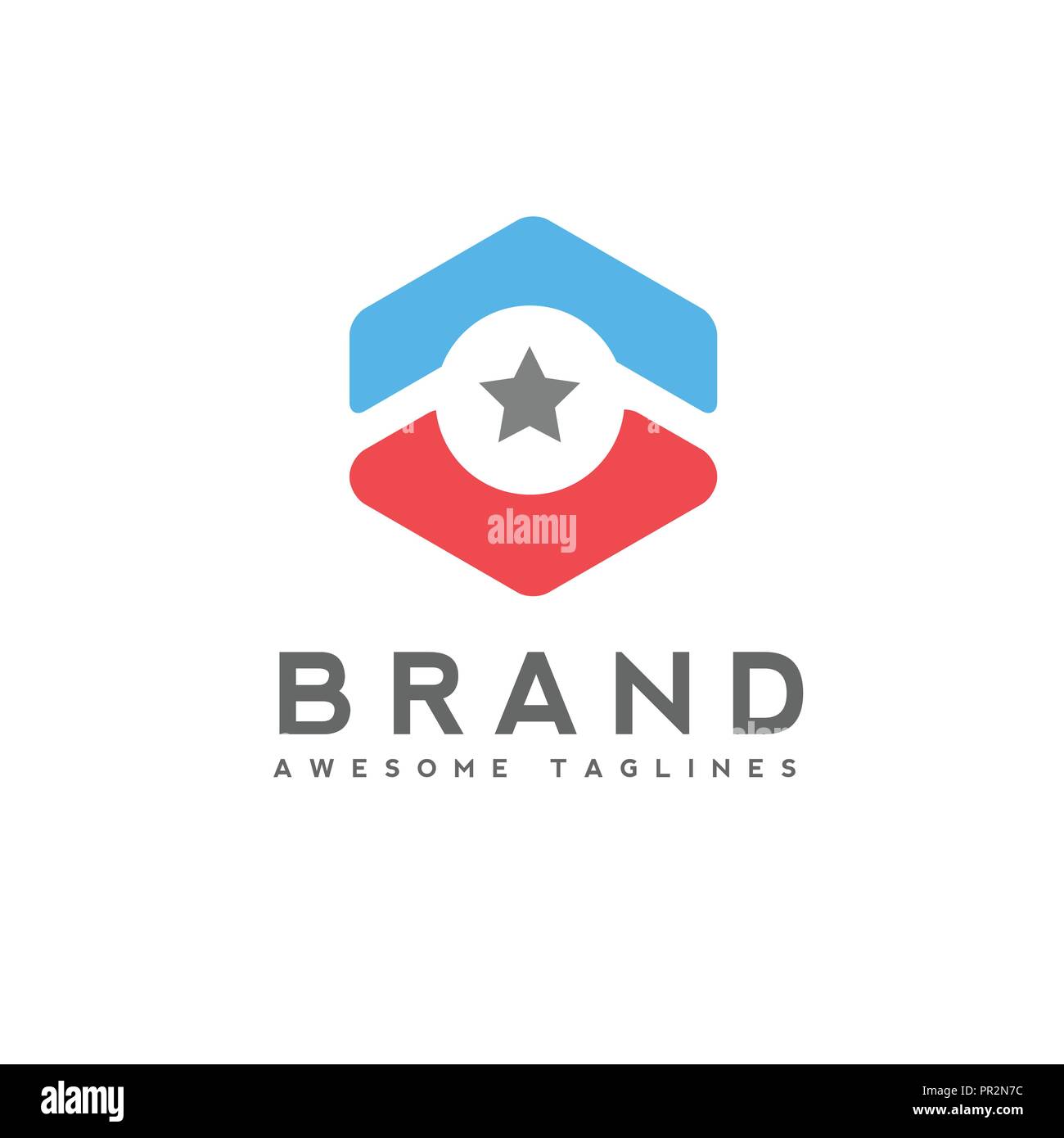 Pfeil nach oben Kreis- und Sterne Business Logo, Hexagon star Technologie, Star Logo Konzept Stock Vektor