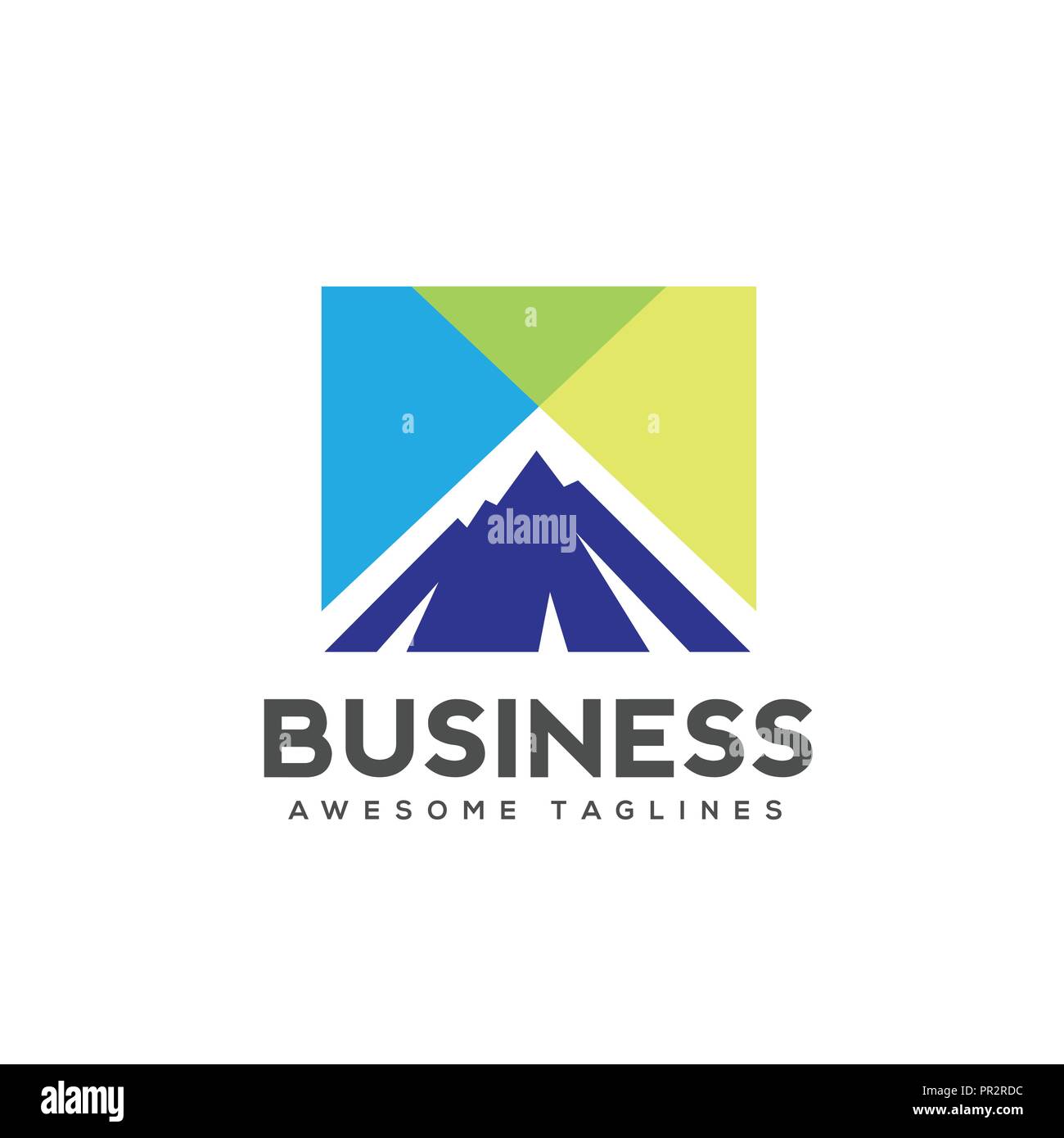 Berg Vektor mit Rechteck logo Vorlage, Berg Reisen und Abenteuer Business Stock Vektor