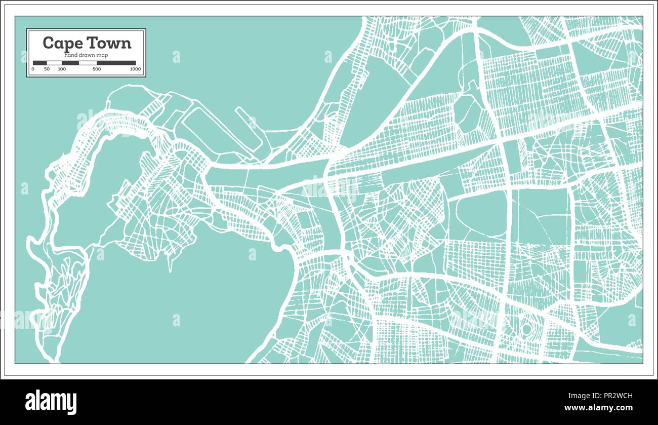 Kapstadt Südafrika Stadtplan im Retro-stil. Übersichtskarte. Vector Illustration. Stock Vektor