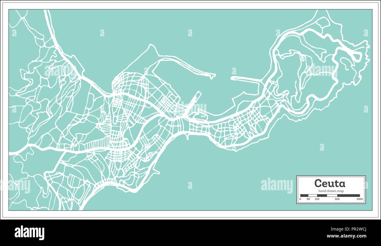 Ceuta Spanien Stadtplan im Retro-stil. Übersichtskarte. Vector Illustration. Stock Vektor