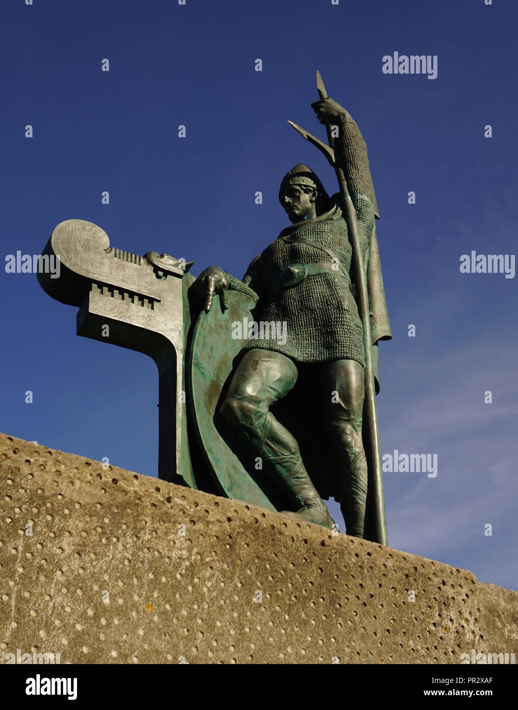 Statue von Ingolfr Arnarson, Reykjavik, Island Stockfoto