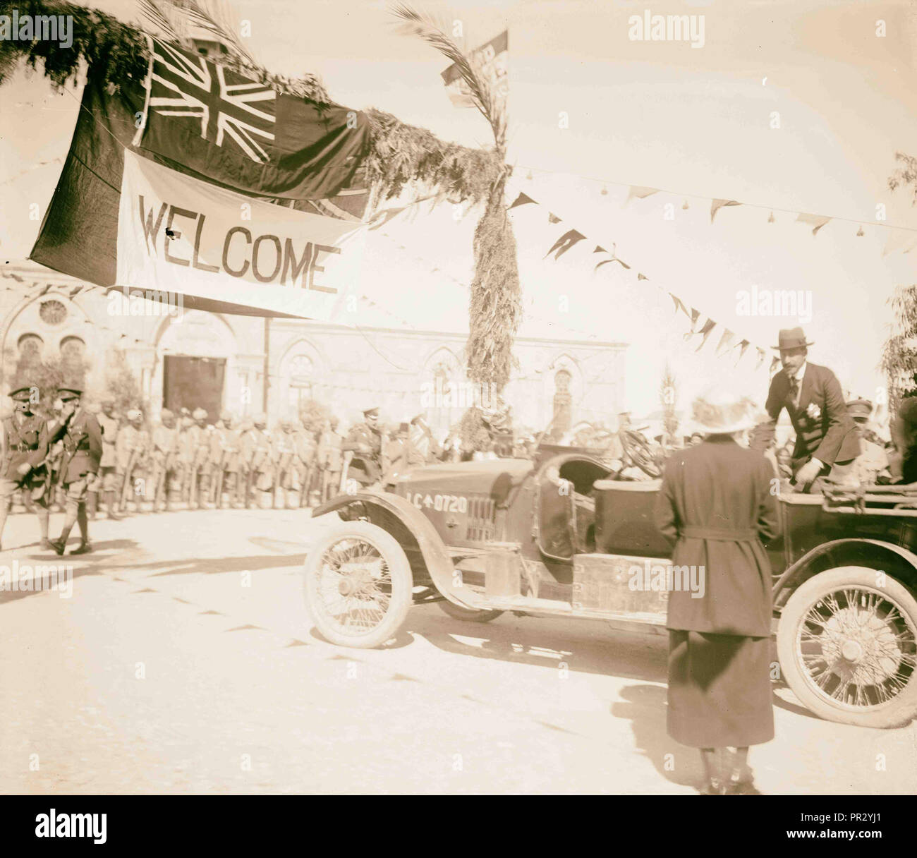 H.S. [D. h., Herbert Samuel] Willkommen in Beerscheba, Nov. 16, 1920. 1920, Israel, Beerscheba. Stockfoto