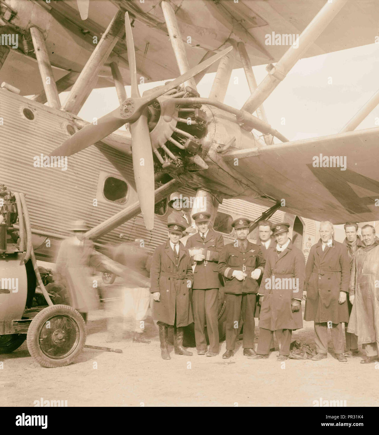 Flugzeuge der Imperial Airways Ltd., auf dem See von Galiläa und an Semakh. Flugzeuge "Hanno" Piloten. Offiziere Stockfoto