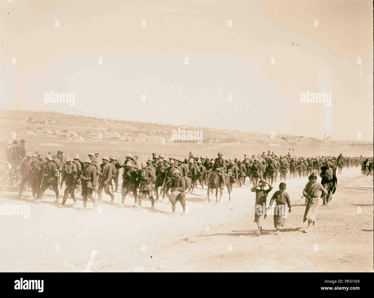 Turk militärischen WWI. Deutsche Truppen auf der Parade. Parade 1. 1917, Jerusalem, Israel Stockfoto