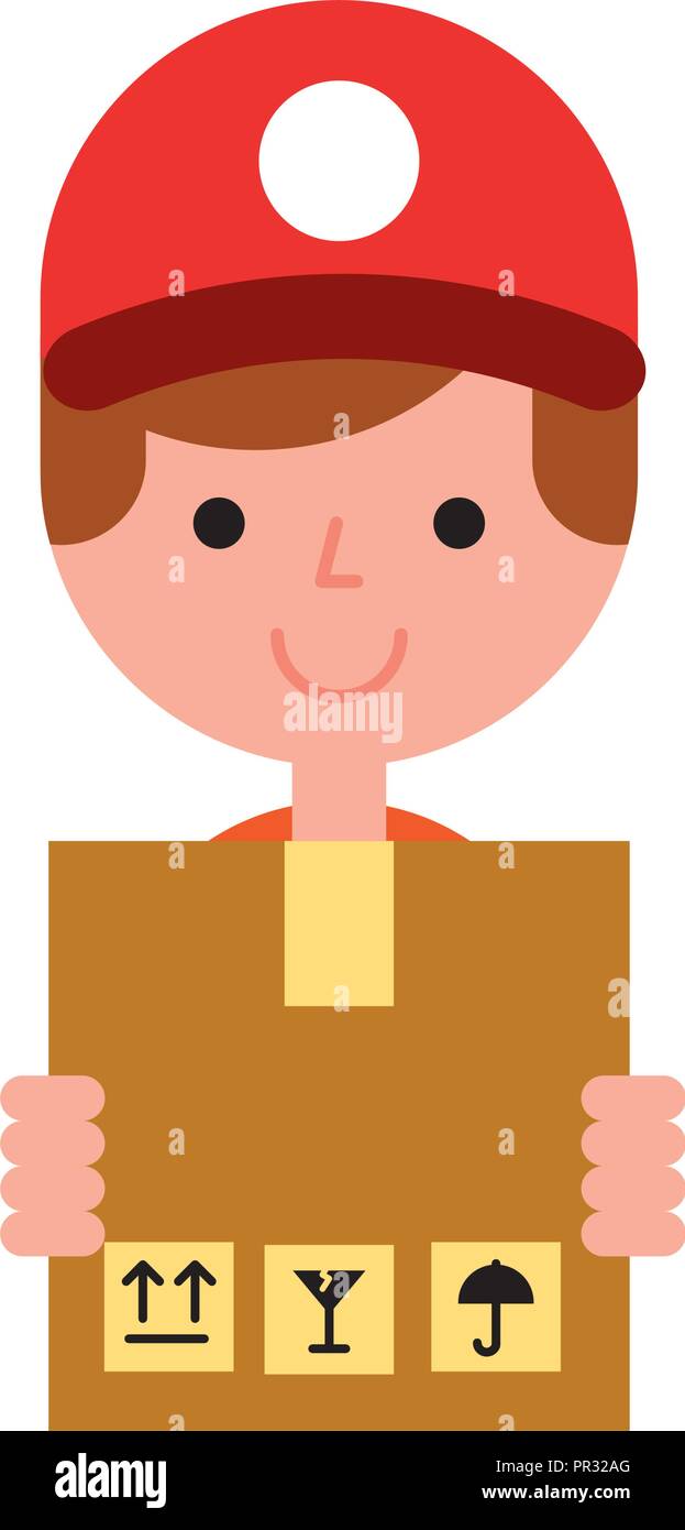 Betreiber boy Holding Box online shopping Stock Vektor