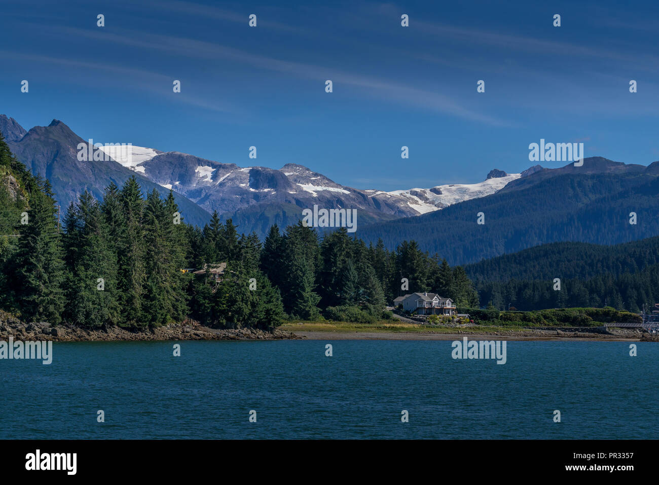 Blick auf den wunderschönen Auke Bucht in Juneau, Alaska entfernt Stockfoto