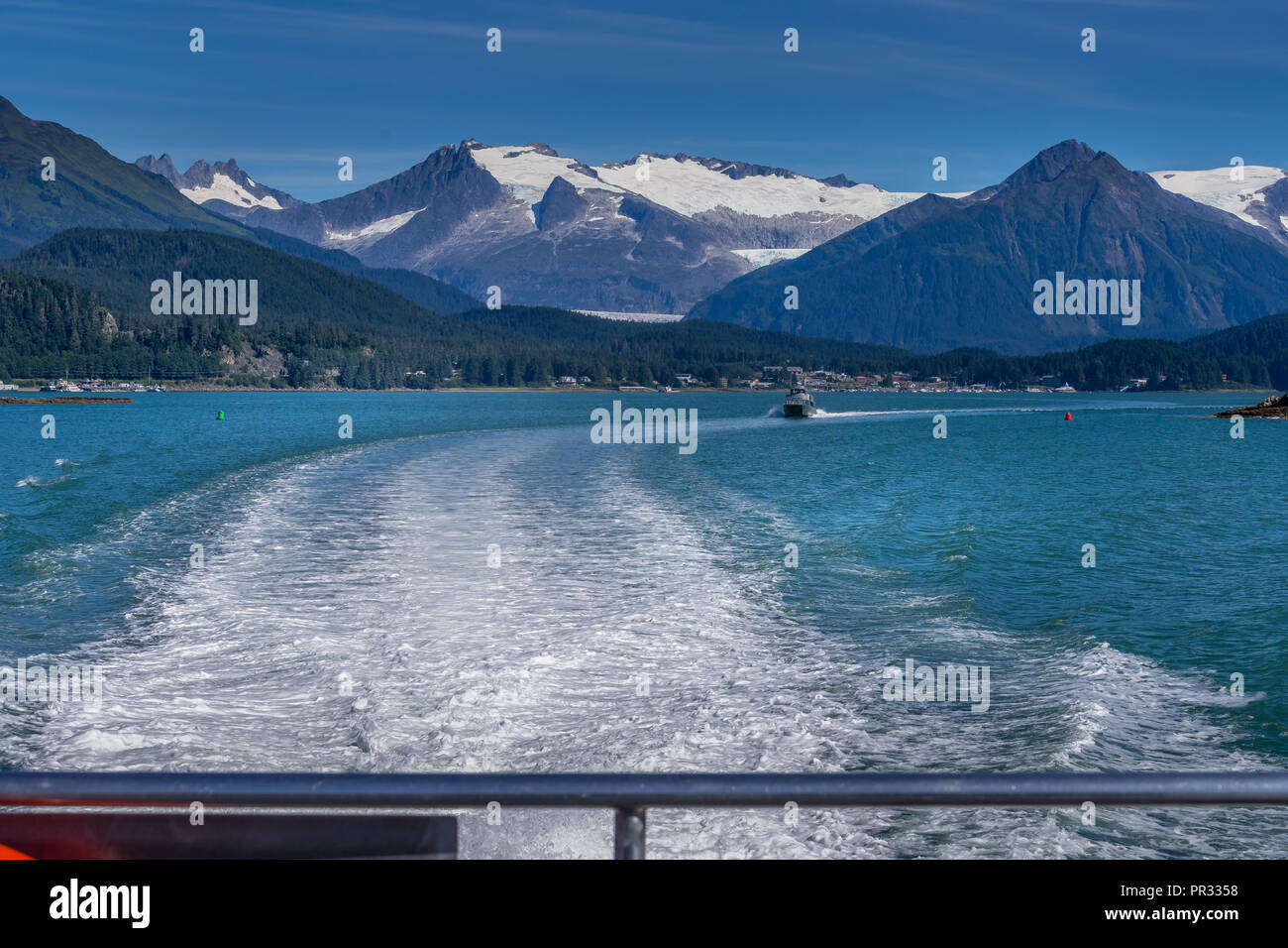 Blick auf den wunderschönen Auke Bucht in Juneau, Alaska entfernt Stockfoto