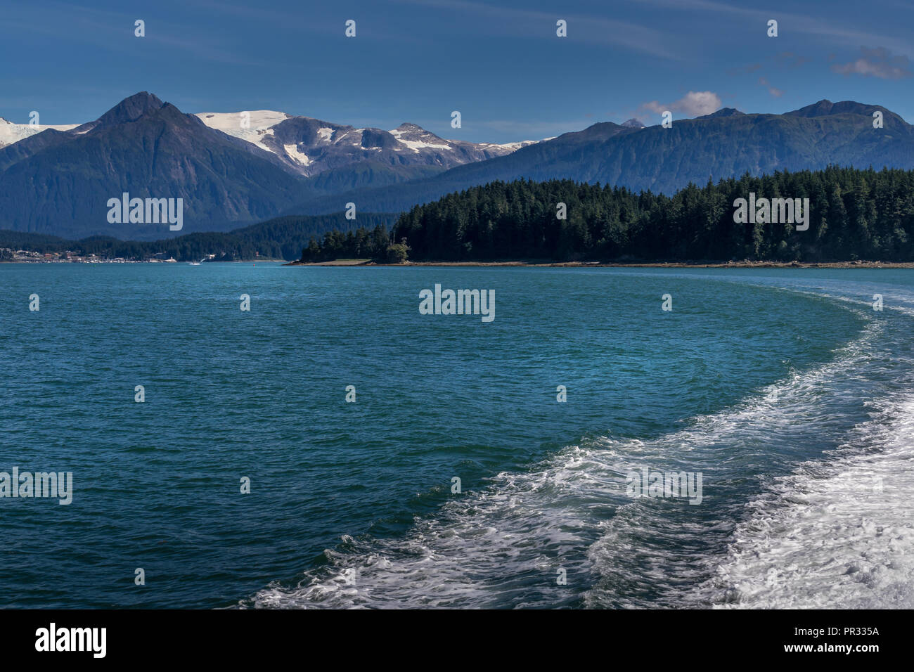 Blick auf den wunderschönen Auke Bucht in Juneau, Alaska entfernt Stockfoto