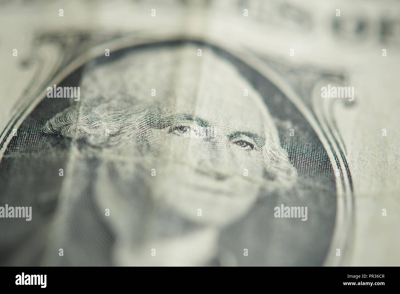 Portrait von Washington Präsident auf alten Dollar banknote Nähe zu sehen. Stockfoto