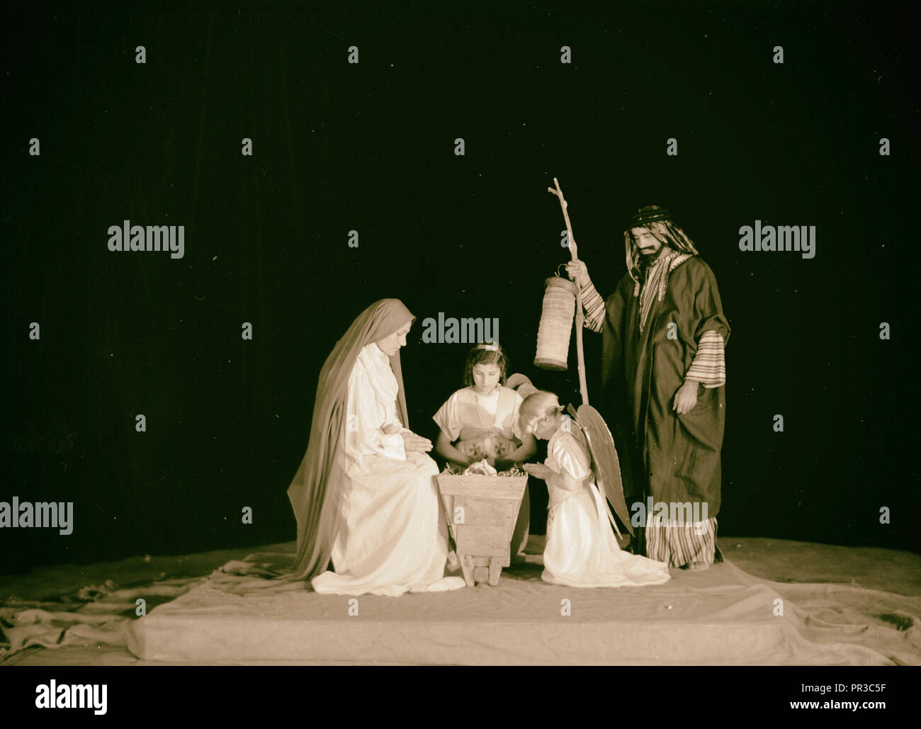 Die Weihnachtsgeschichte, Y.M.C.A. tableaux 1934, Jerusalem, Israel Stockfoto