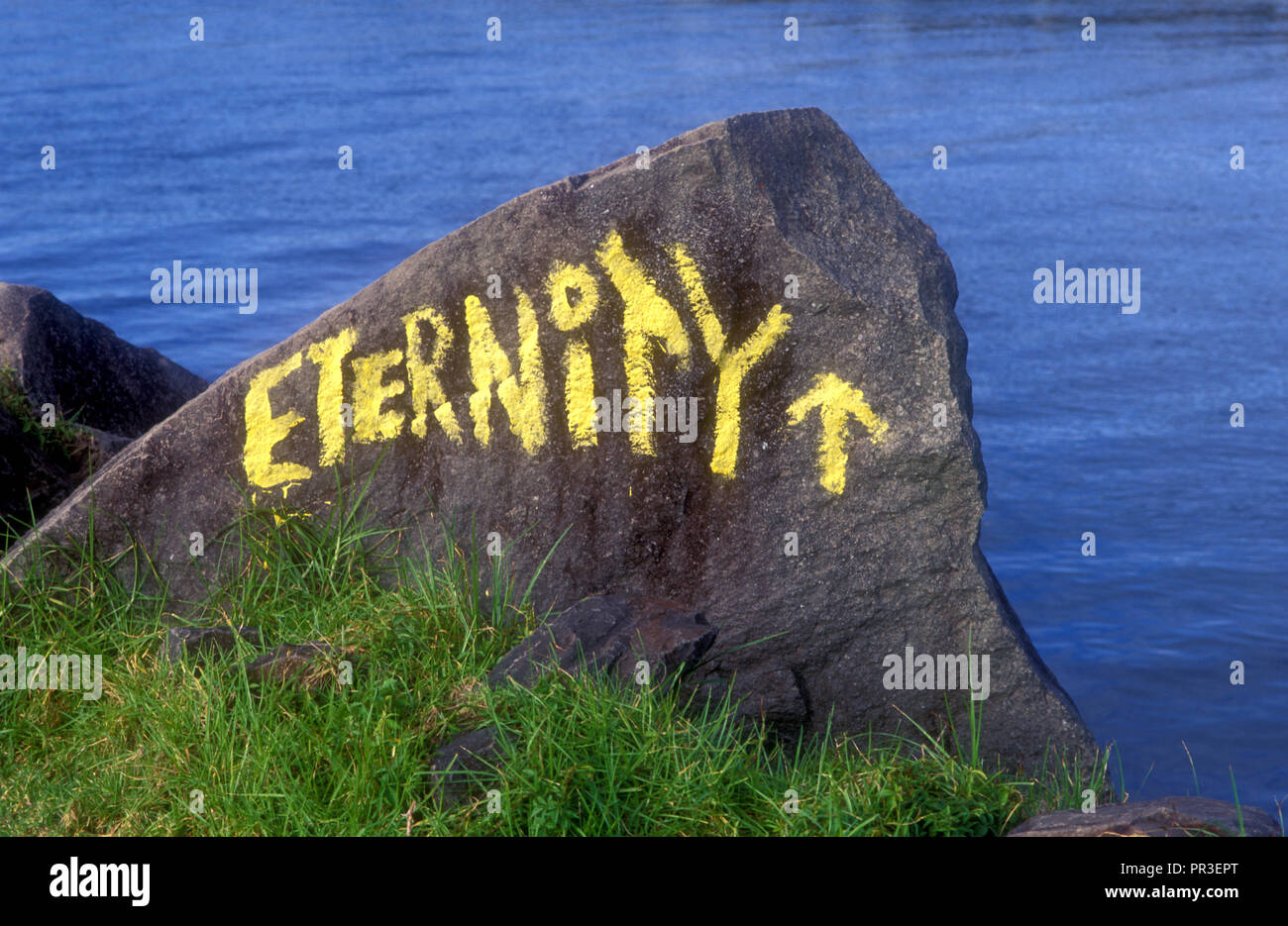 Die Ewigkeit rock Zeichen, an der Küste von Queensland, Australien Stockfoto