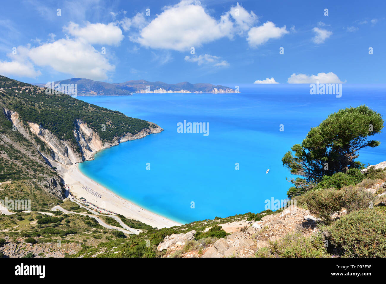 Berühmten Strand Mirtos auf der Insel Kefalonia in Griechenland Stockfoto