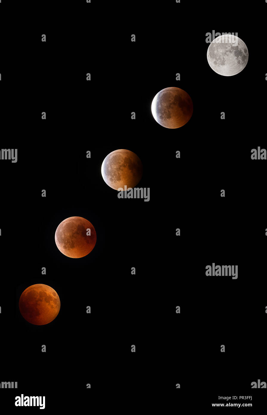 Reihenfolge der totalen Sonnenfinsternis der Mond Stockfoto