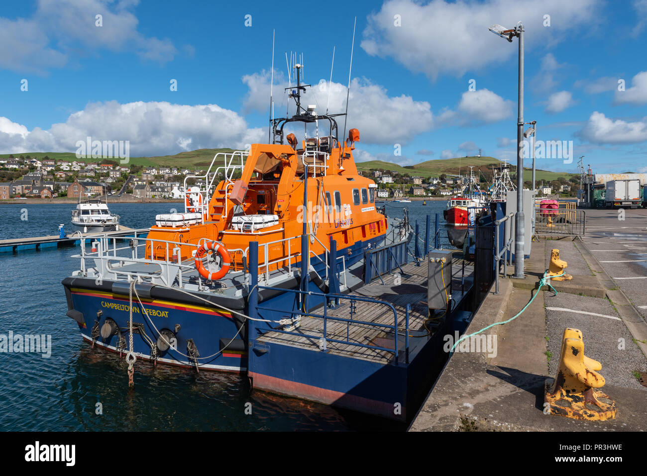 Campbeltown Rettungsboot günstig in Campbeltown Hafen Schottland Stockfoto