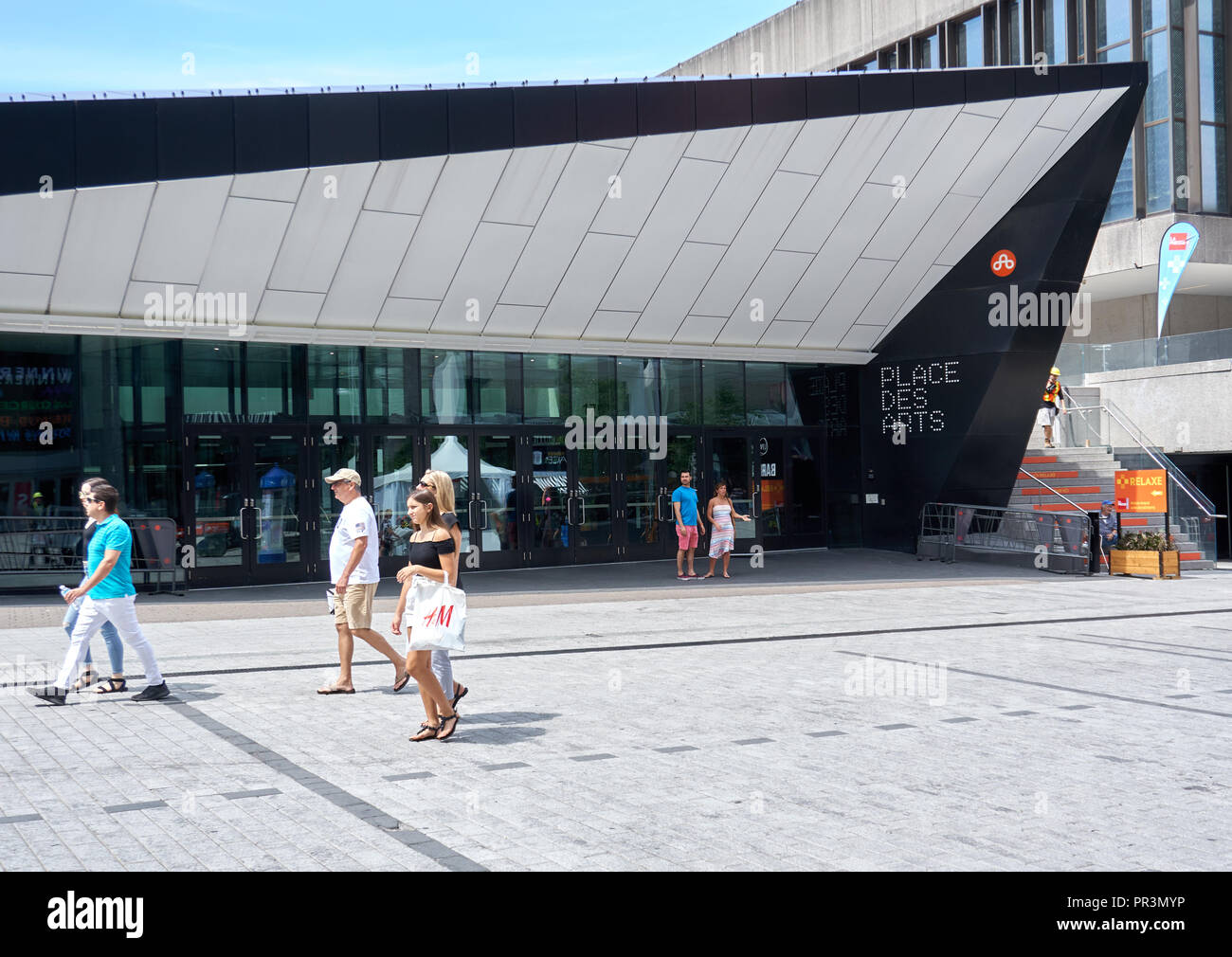 MONTREAL, KANADA - 8 September, 2018: Place des Arts in Montreal. Hotel des Arts ist die größte kulturelle und künstlerische Komplex in Kanada und Durchführung Stockfoto