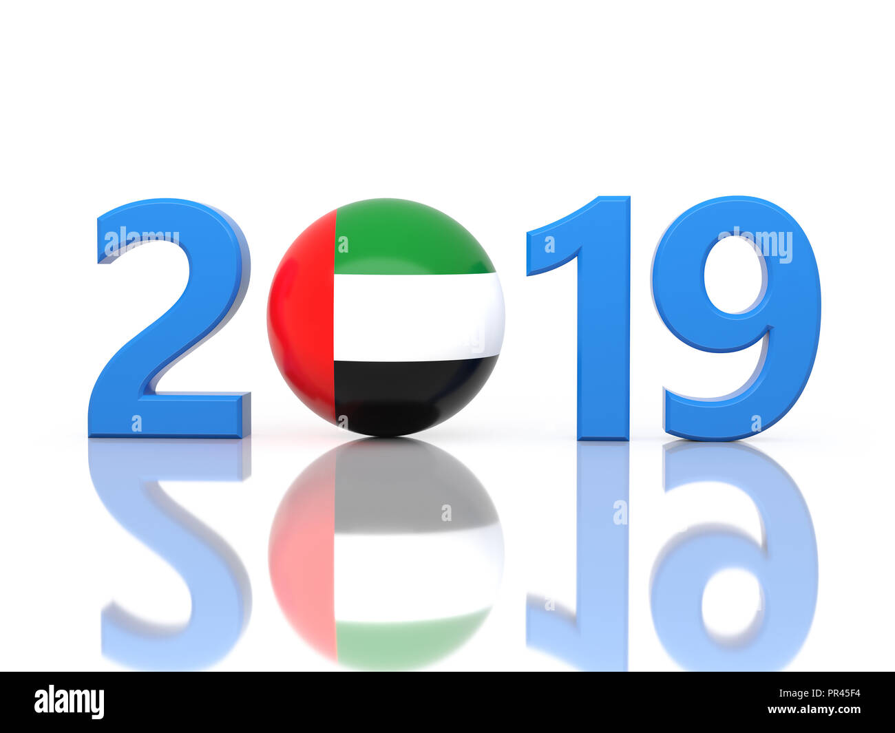 Neues Jahr 2019 Kreative Gestaltung mit Flag-gerenderten 3D-Bild Stockfoto