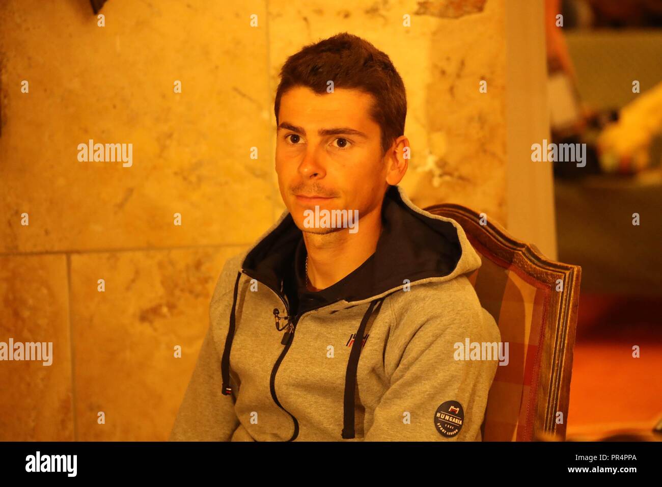 Innsbruck, Österreich. 28. September, 2018. Warren Barguil (Frankreich) während der 2018 UCI Road World Championships, Pressekonferenz der Mannschaft von Frankreich am 28. September 2018 in Innsbruck, Österreich - Foto Laurent Lairys/DPPI Credit: Laurent Lairys/Agence Locevaphotos/Alamy leben Nachrichten Stockfoto